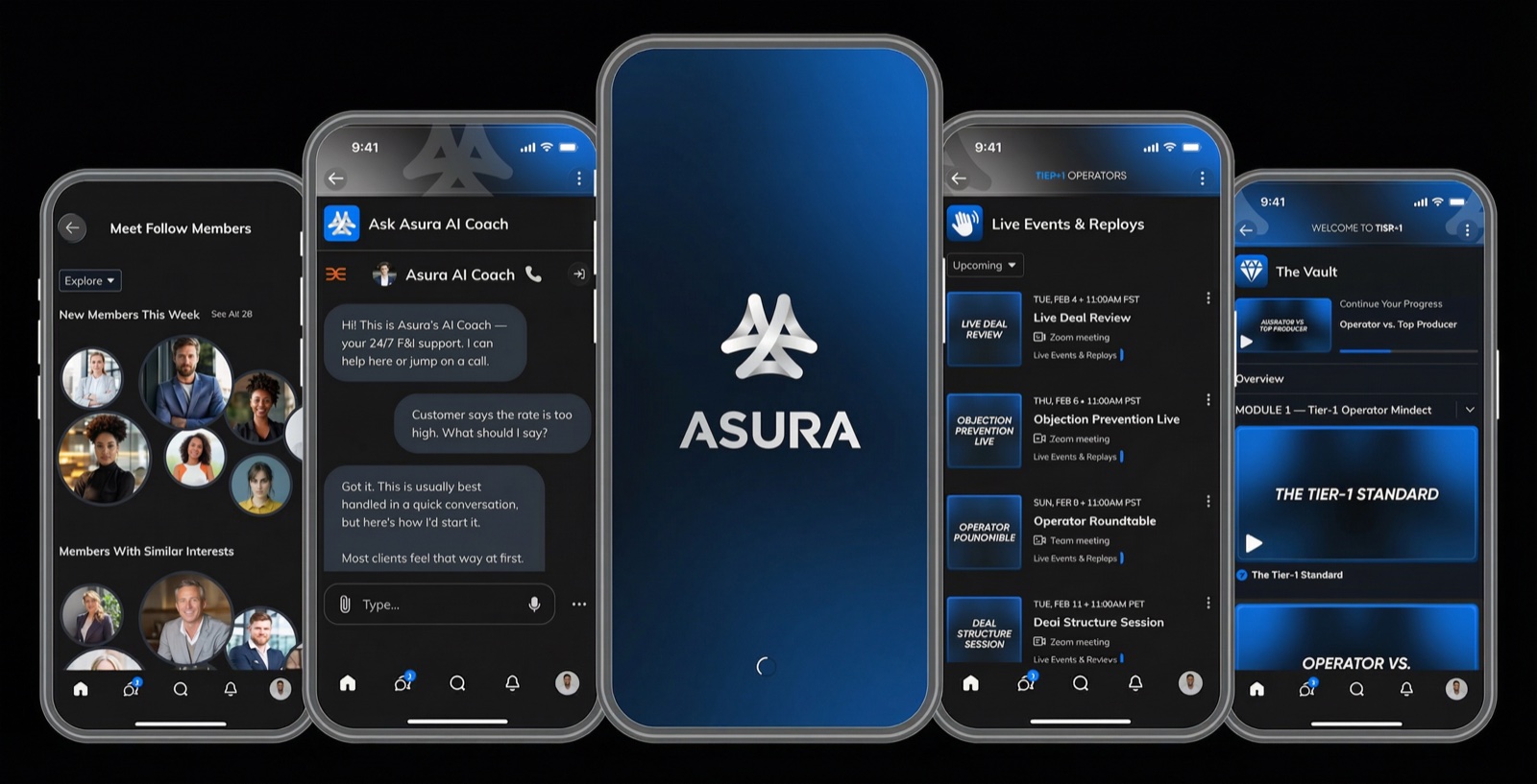 ASURA App - Connect with elite F&I operators, get AI coaching, and access live events